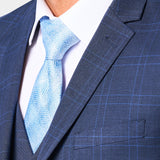 Medium Blue Plaid 3 Piece Suit