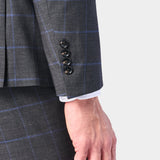 Gray and Periwinkle Blue Window Pane 3 Piece Suit