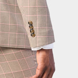 Tan and Pink Plaid 3 Piece Suit