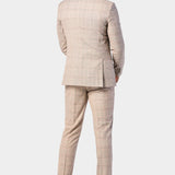Tan and Pink Plaid 3 Piece Suit