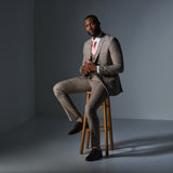 Tan and Pink Plaid 3 Piece Suit