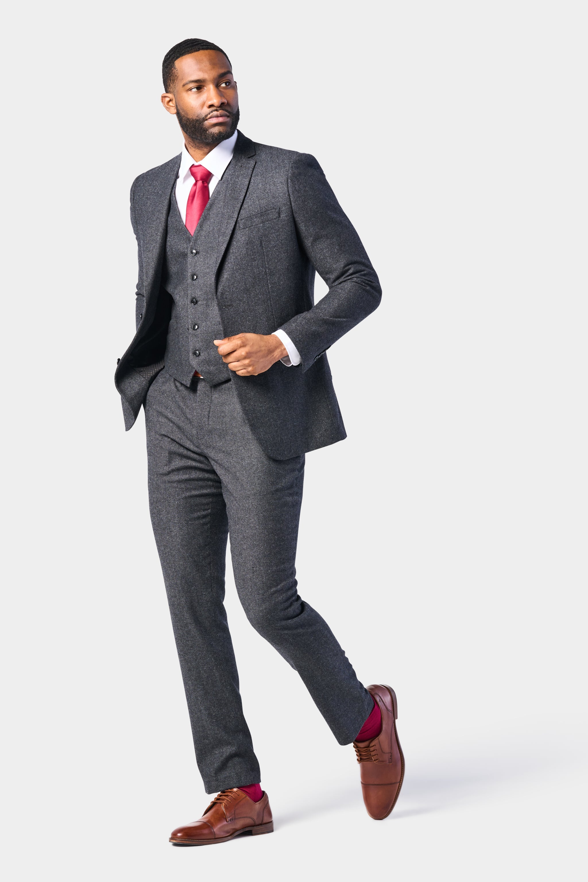 Gray And Red Tuxedo Grey And Red Suit Men Grey Suit Tweed Grey Suit Winter Prom