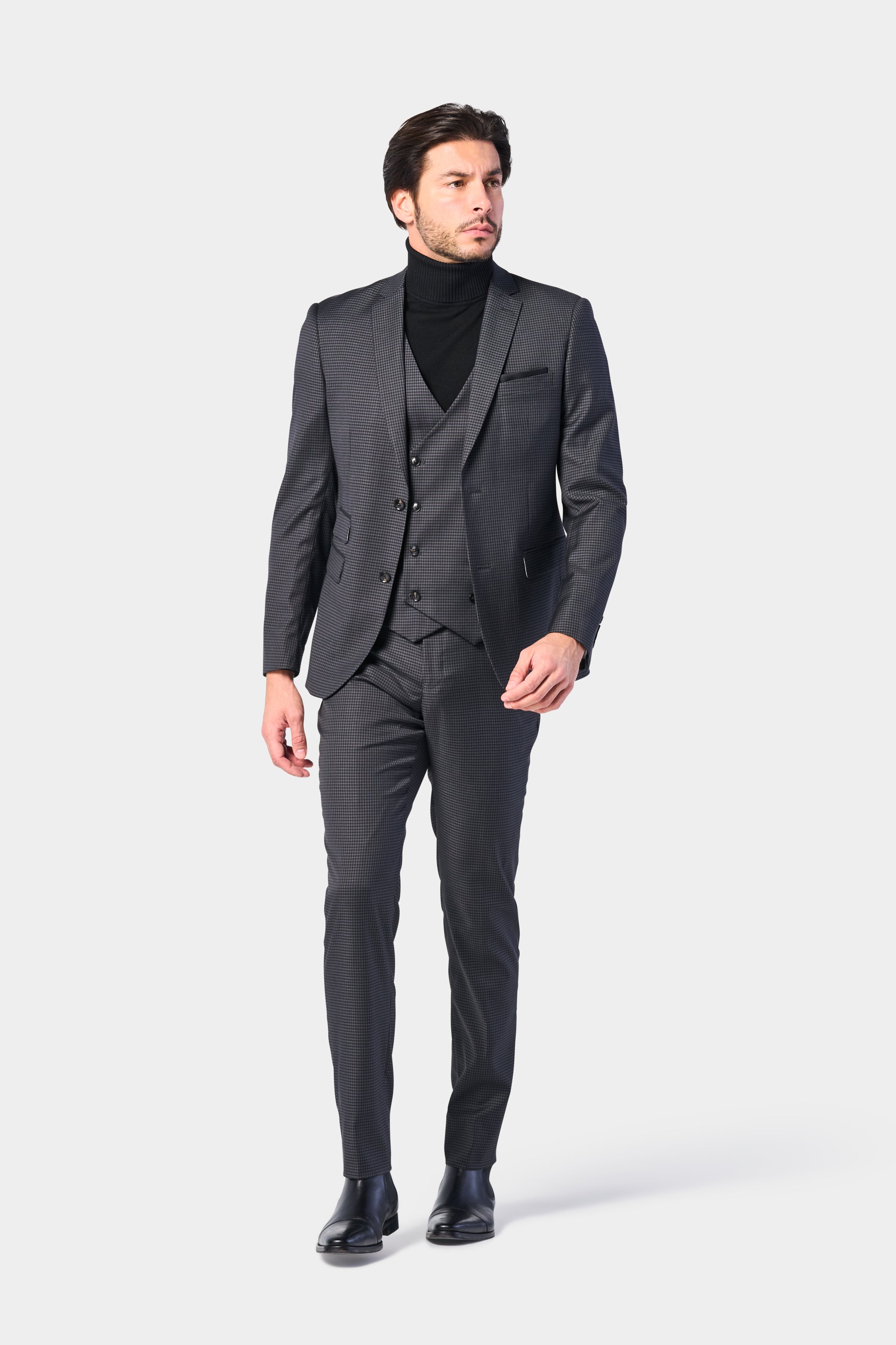 Gray and Black Mini Check 3 Piece Suit Gray and Black Mini Check 3 Piece Suit