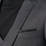 Gray and Black Mini Check 3 Piece Suit