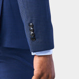 Blue and Black Mini Check 3 Piece Suit