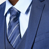 Blue and Black Mini Check 3 Piece Suit