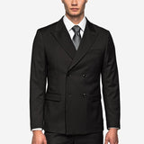 Classic Black Double Breast Suit - MenSuits