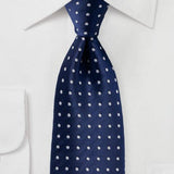 Navy and Bright White Polka Dot Necktie