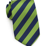 Citrus Green and Navy Repp&Regimental Striped Necktie