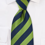 Citrus Green and Navy Repp&Regimental Striped Necktie