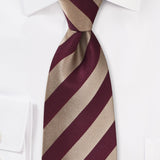 Burgundy and Gold Repp&Regimental Striped Necktie