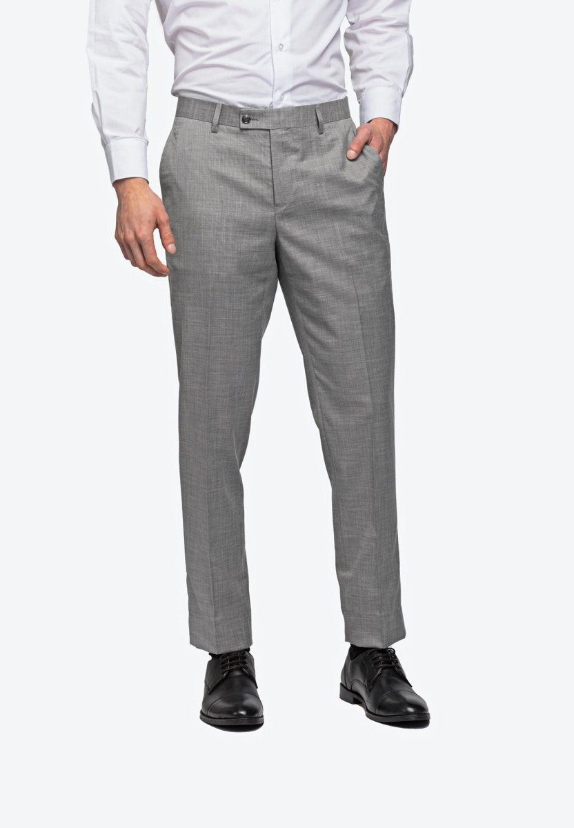 Gray Sharkskin Flat-Front Pants - MenSuits