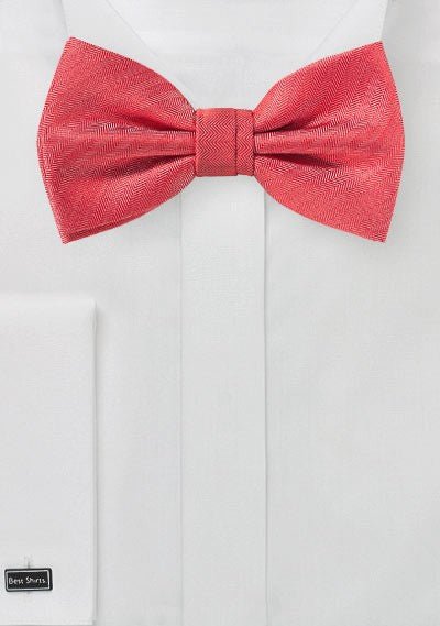 Valentine Red Herringbone Bowtie - MenSuits