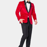 Red Velvet Shawl Lapel Tuxedo