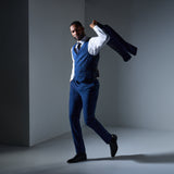 Medium Blue Diamond Texture 3 Piece Suit