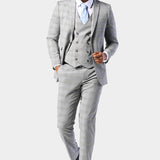 Gray and Blue Glenn Plaid 3 Piece Suit