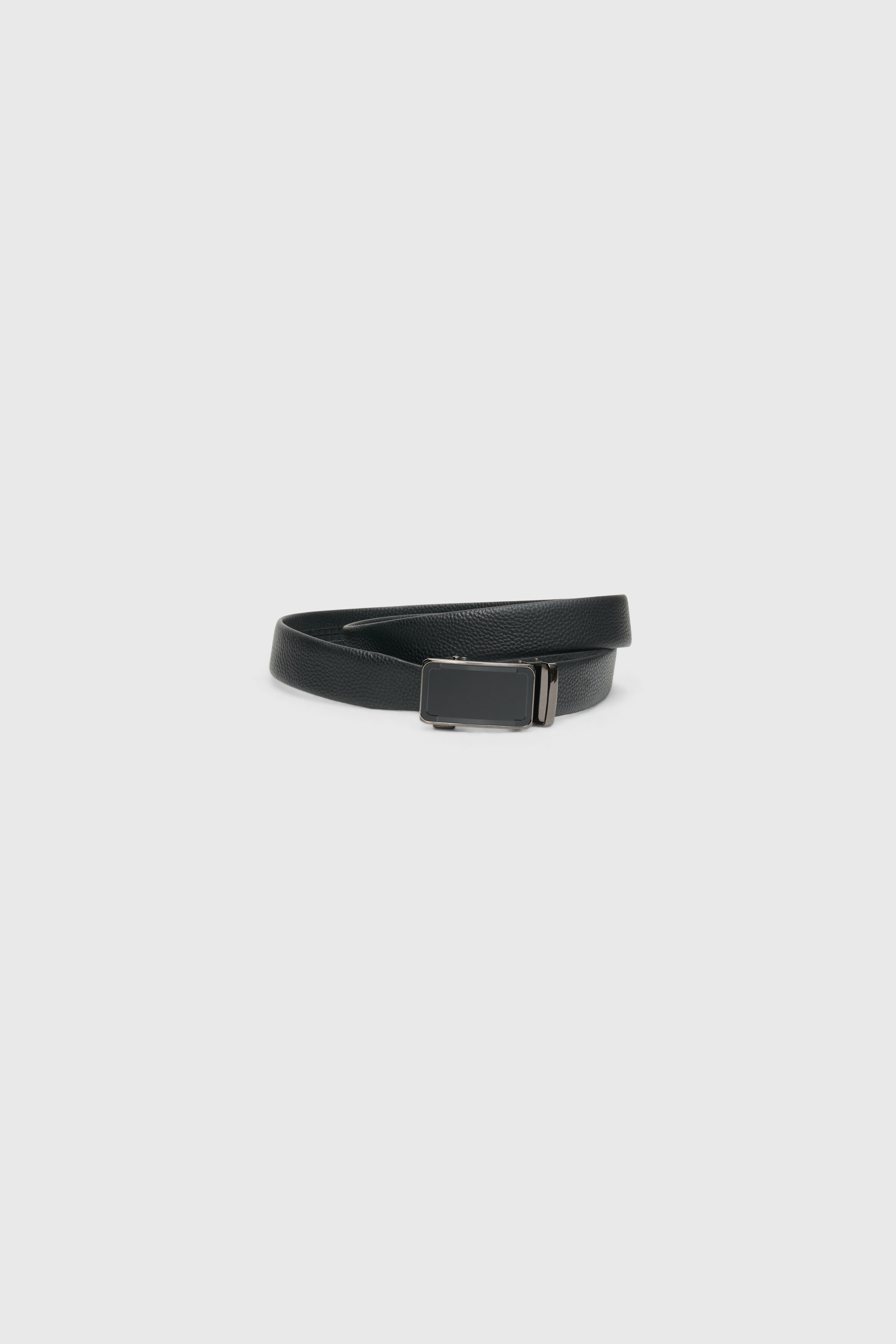 Black Pebble Grain Leather Automatic Belt