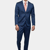 Blue Tickweave 2 Button Suit - MenSuits