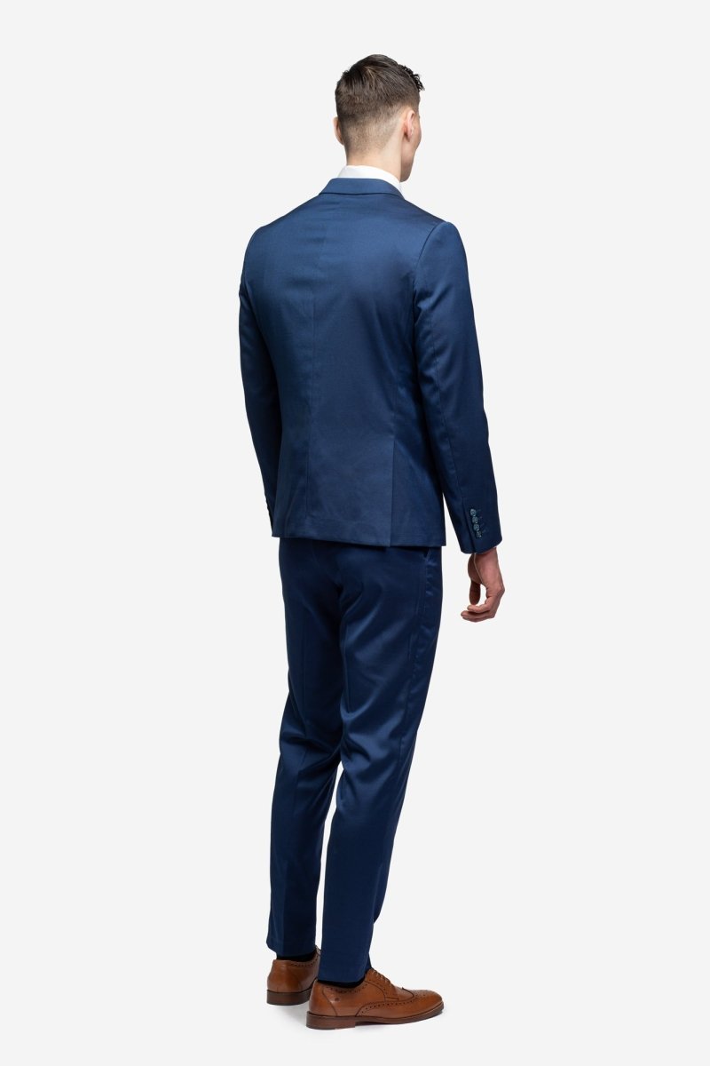 Blue Tickweave 2 Button Suit - MenSuits