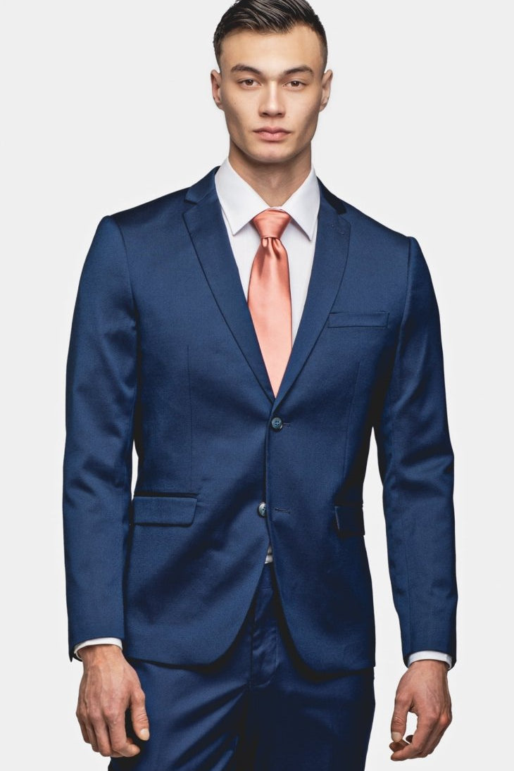 Blue Tickweave 2 Button Suit - MenSuits