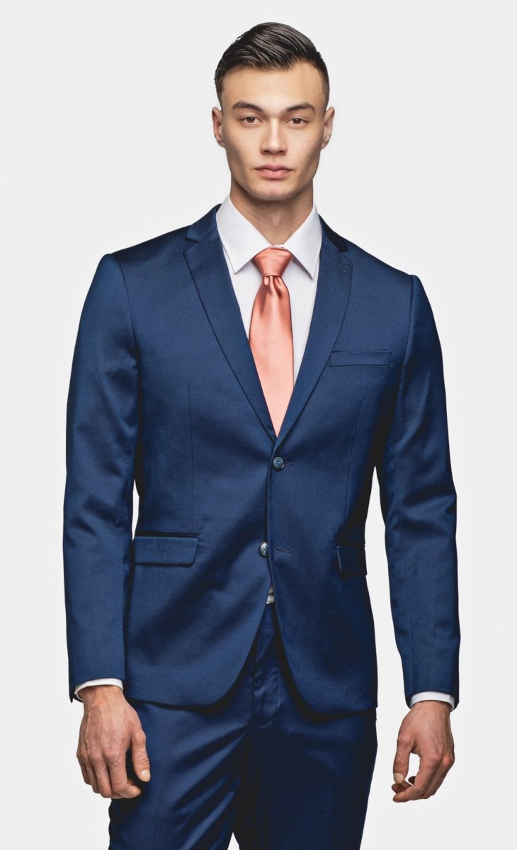 Blue Tickweave 2 Button Suit - MenSuits