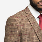 Brown Burgundy Plaid Flannel 3 Piece Suit - MenSuits