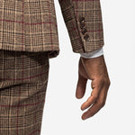 Brown Burgundy Plaid Flannel 3 Piece Suit - MenSuits