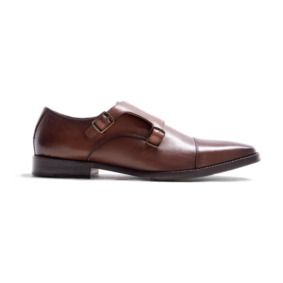 Double Monk Strap Chestnut Brown Shoes - MenSuits