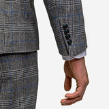 Gray Blue Flannel Plaid 3 Piece Suit - MenSuits