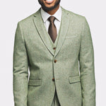 Light Green Tweed 3 Piece Suit - MenSuits