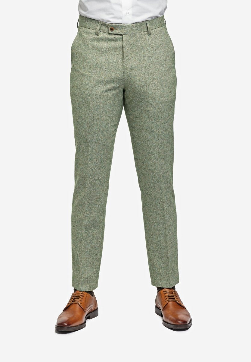 Light Green Tweed 3 Piece Suit - MenSuits