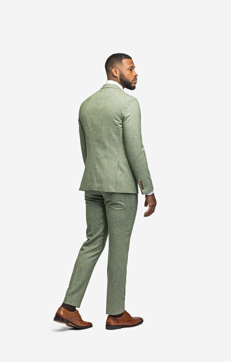 Light Green Tweed 3 Piece Suit - MenSuits