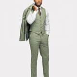 Light Green Tweed 3 Piece Suit - MenSuits