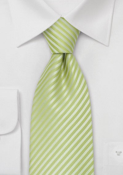 Lime Narrow Striped Necktie
