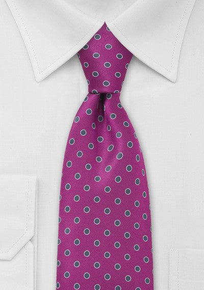 Hot Pink and Silver Polka Dot Necktie