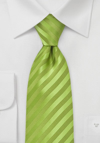 Tonal Green Apple Narrow Striped Necktie