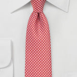 Coral Red Pin Dot Necktie