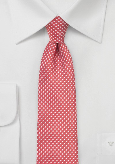 Coral Red Pin Dot Necktie
