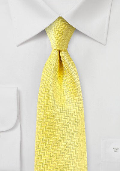 Sun Yellow Herringbone Necktie