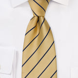 Yellow and Navy Narrow Striped Necktie