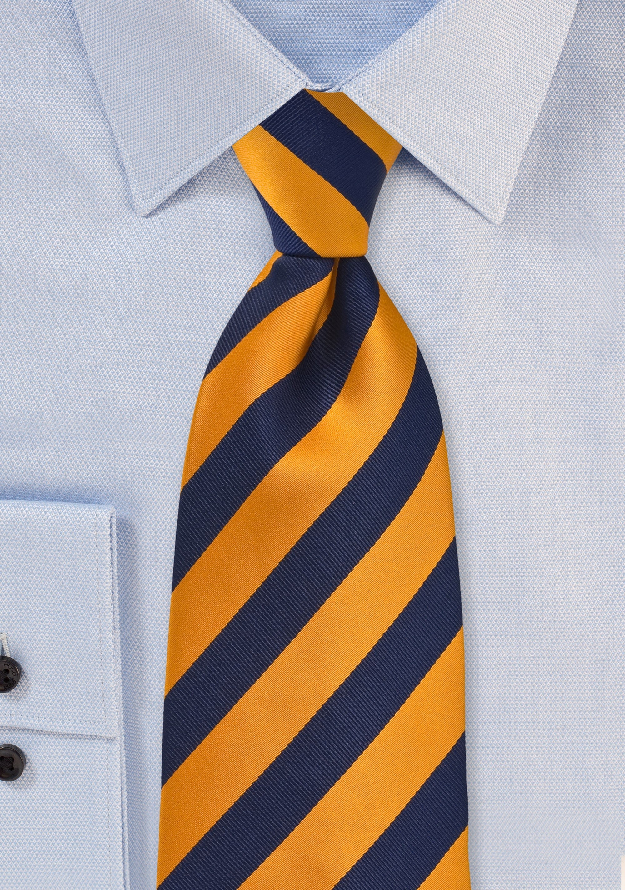 Tangerine and Navy Repp&Regimental Striped Necktie