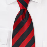 Deep Red and Black Repp&Regimental Striped Necktie
