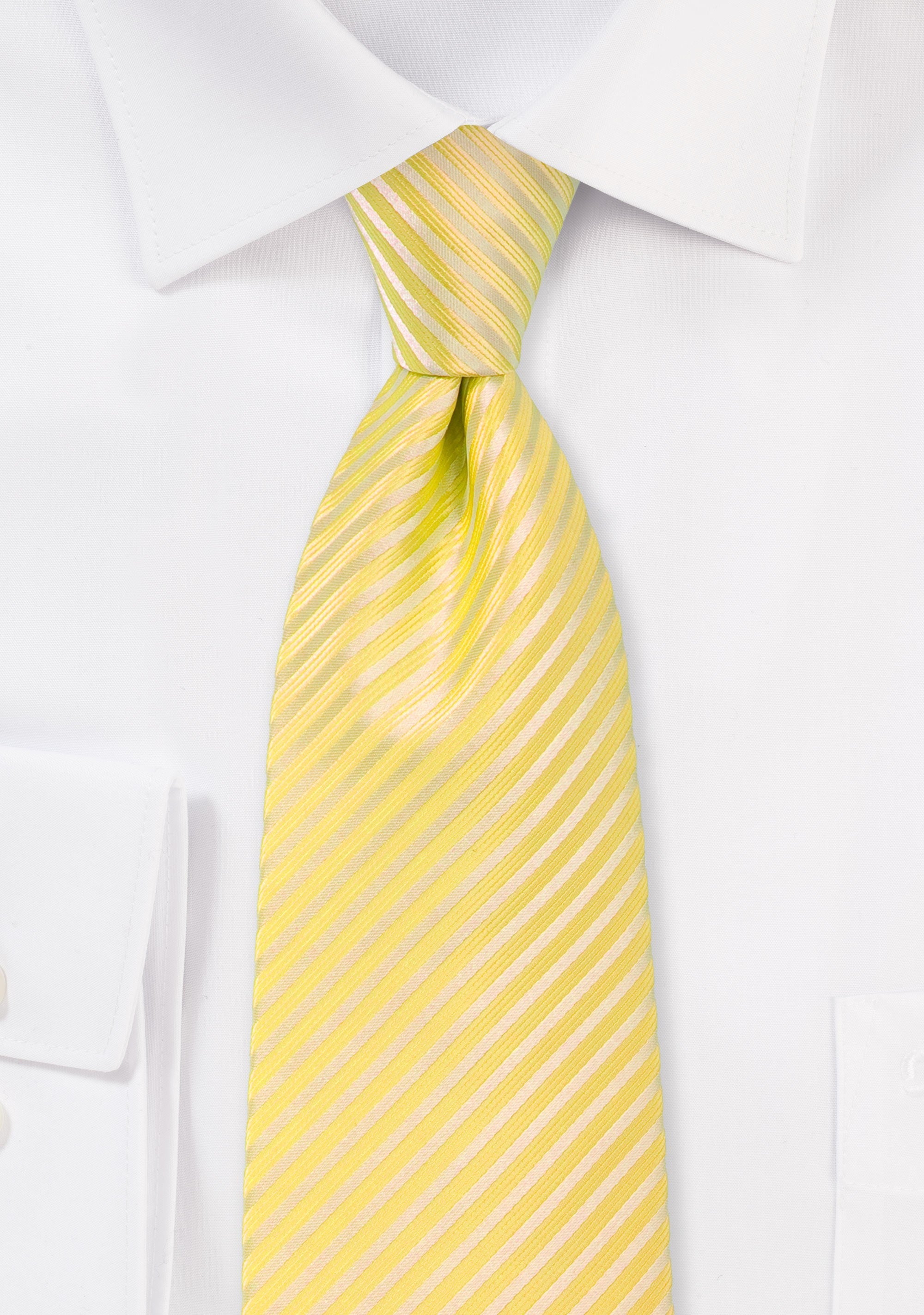 Summer Yellow Narrow Striped Necktie