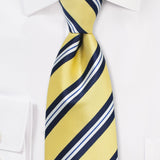 Preppy Yellow Repp&Regimental Striped Necktie