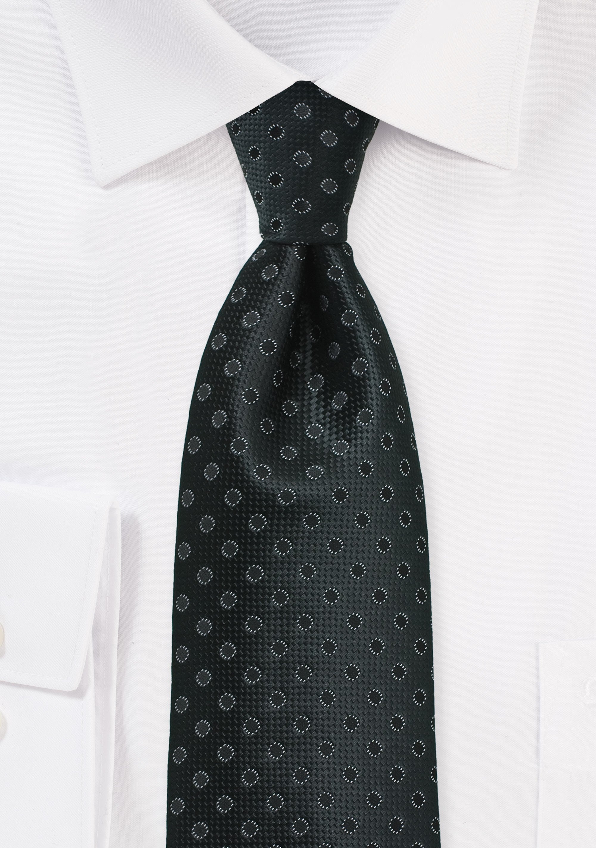 Charcoal and Black Polka Dot Necktie