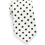 White and Jet Black Polka Dot Necktie
