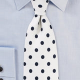 White and Jet Black Polka Dot Necktie