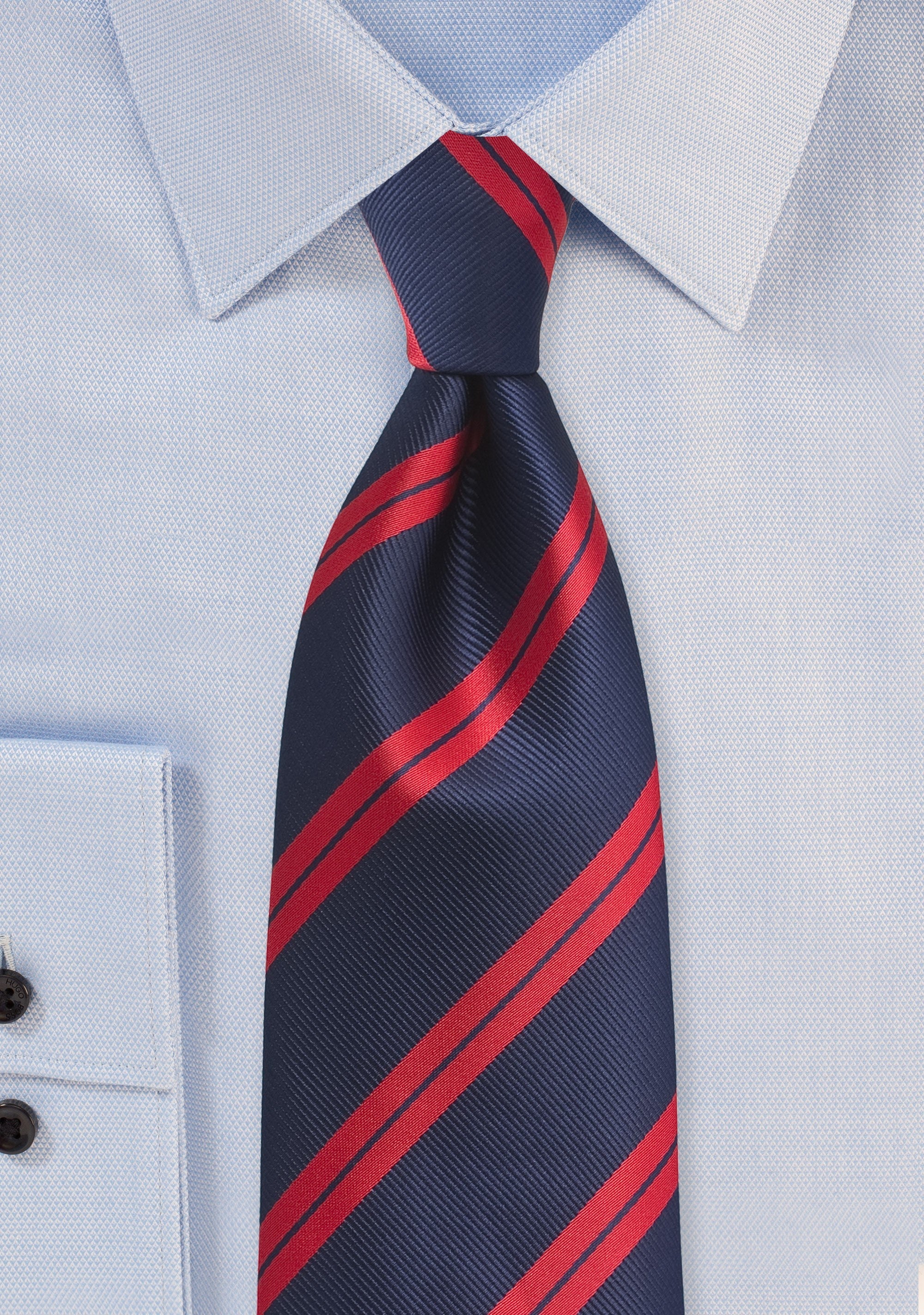 Classic Red and Blue Narrow Striped Necktie