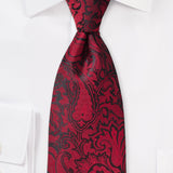 Chili Red Floral Paisley Necktie