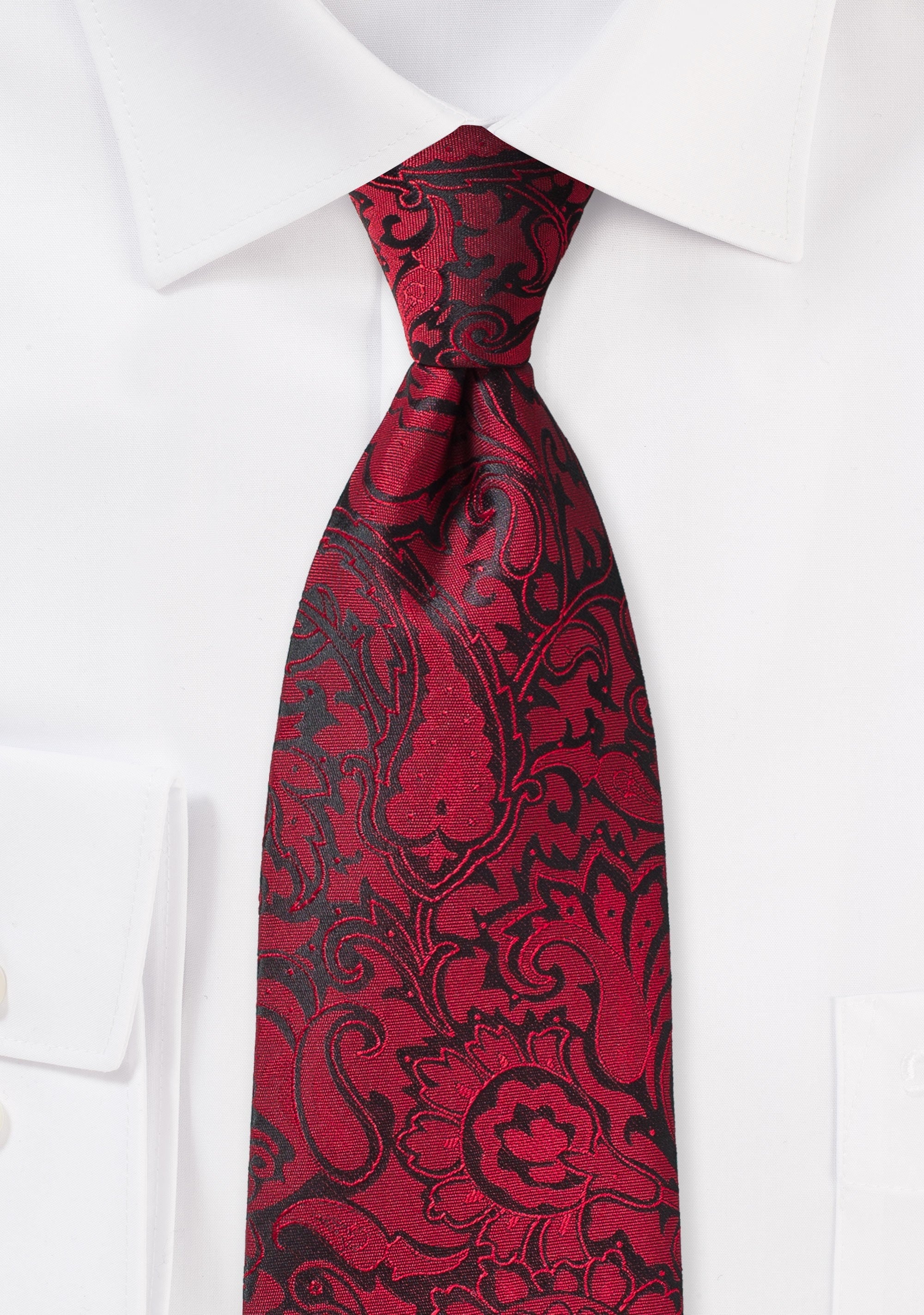 Chili Red Floral Paisley Necktie